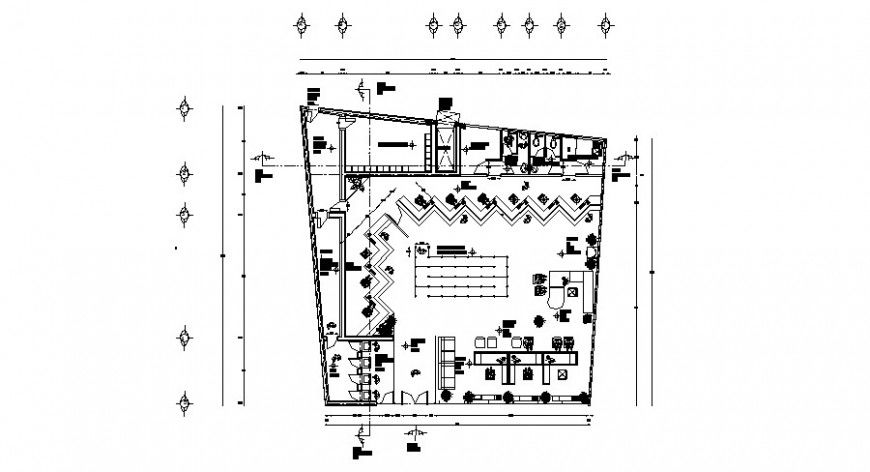 Ground floor layout plan details of city service office building dwg file