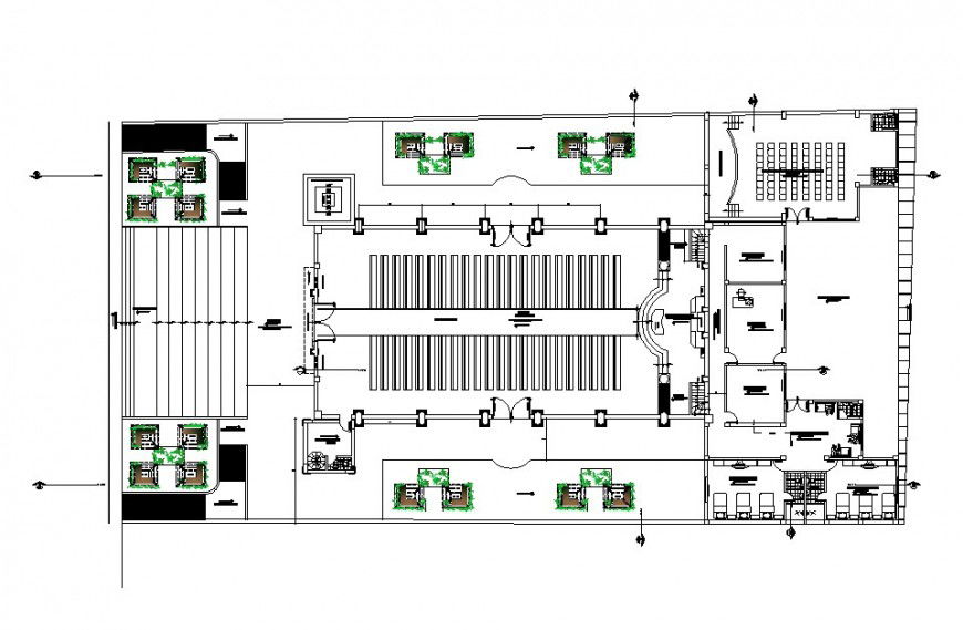 Ground floor layout plan details of old church building dwg file