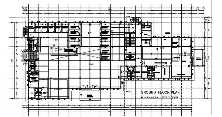 Ground floor layout plan of hospital dwg file