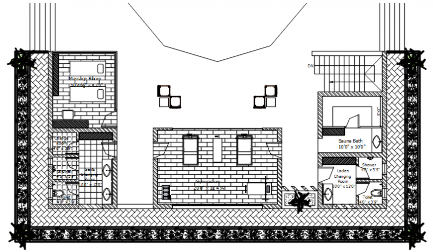 Ground floor of residence area in AutoCAD file