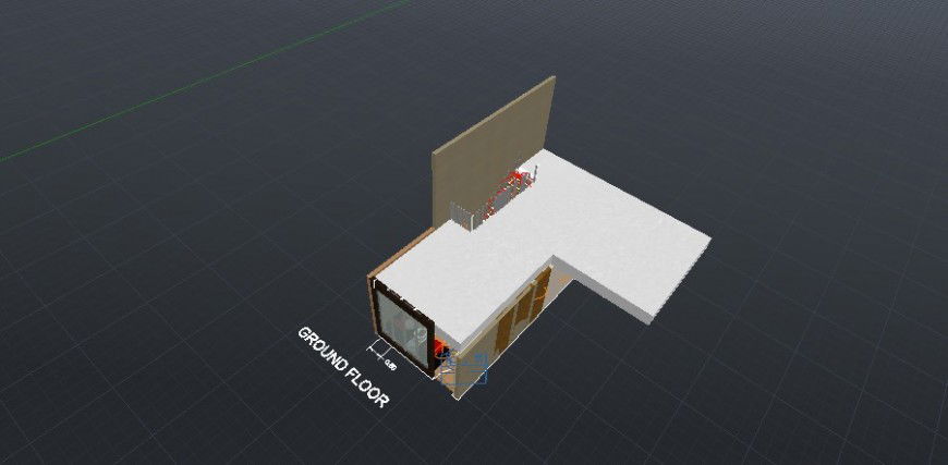 Ground floor plan 3d model of house building dwg file