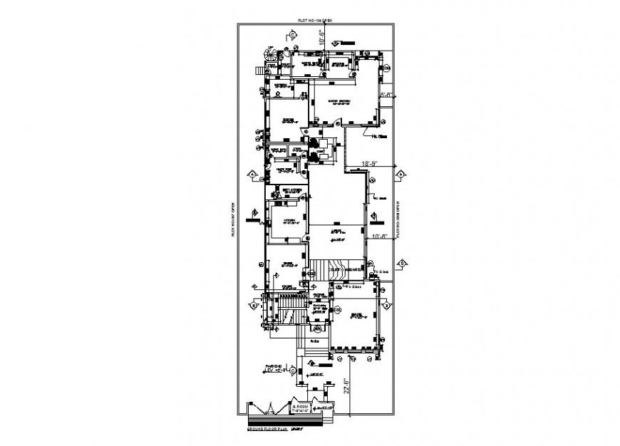 Ground floor plan and framing plan details of residential house dwg file