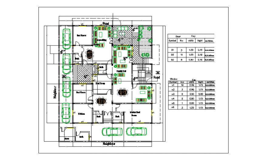 Ground floor plan design of Apartment house design drawing
