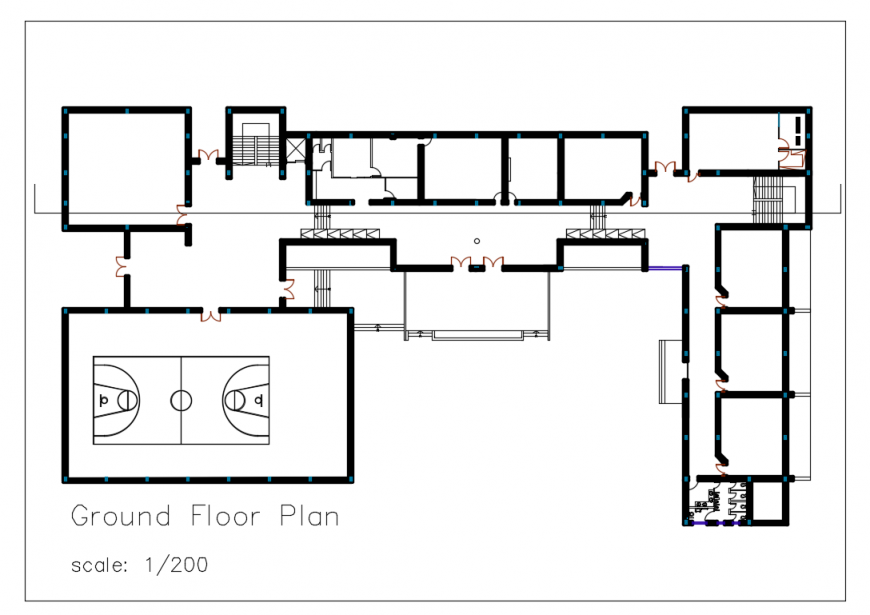 Ground Floor plan Detail in DWG File