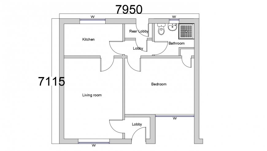 Ground floor plan details of bungalow dwg file