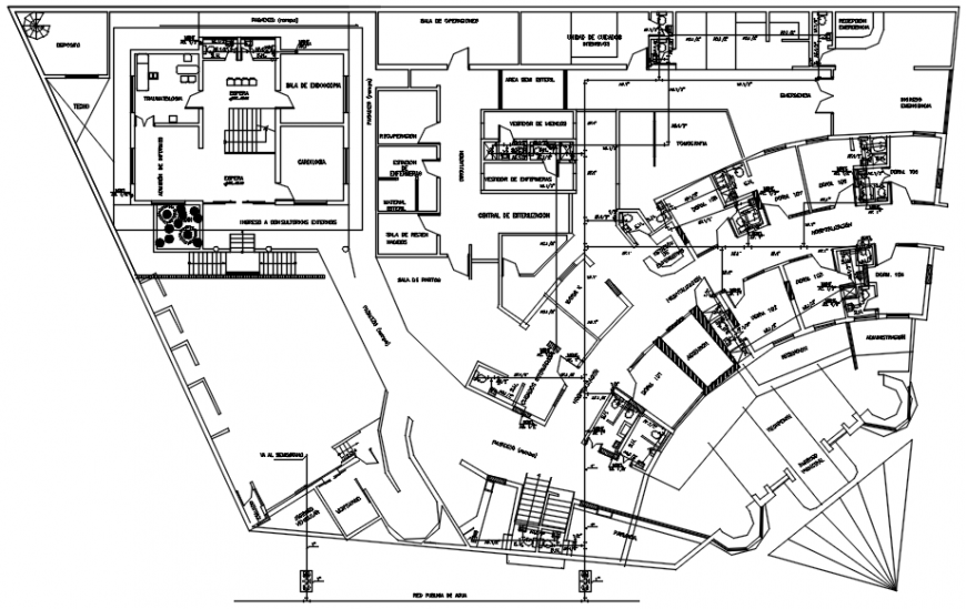 Ground floor plan of architectural view of clinic in AutoCAD