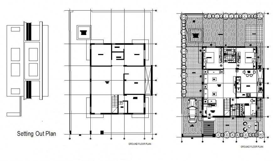 Ground floor plan of bungalows in auto cad file