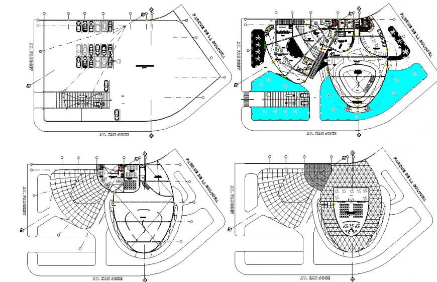 Ground floor to terrace floor commercial office plan autocad file