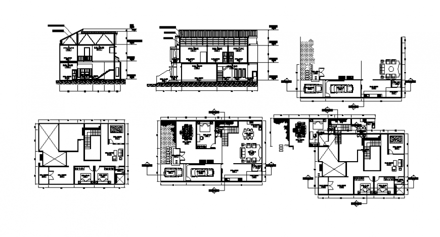 Ground floor to terrace floor housing working plan detail dwg file