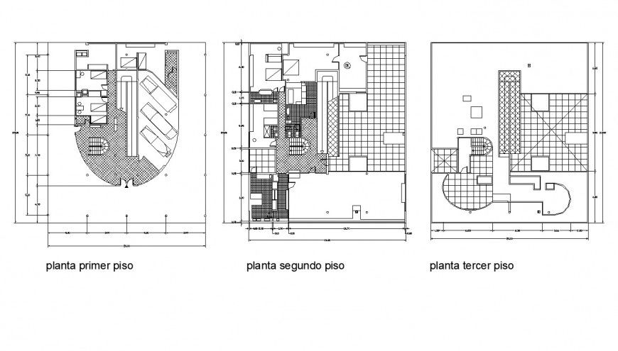 Ground floor to terrace floor office plan autocad file