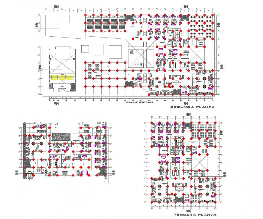 Ground floor to terrace floor office plan dwg file