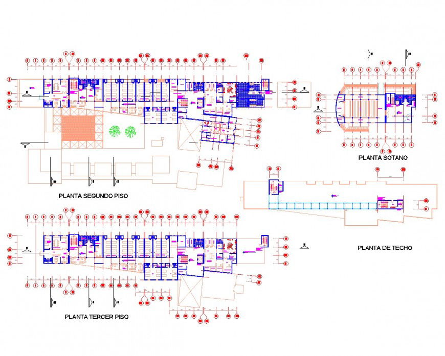 Ground floor to terrace hospital plan autocad file