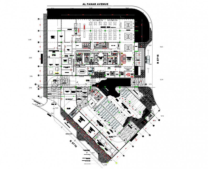 Ground floor tower commercial building autocad file