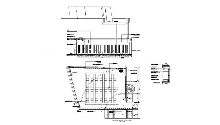 Ground floor training room detail drawing in dwg AutoCAD file.