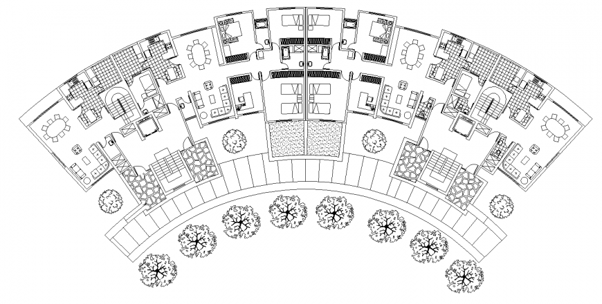 Group housing project drawing in dwg file.