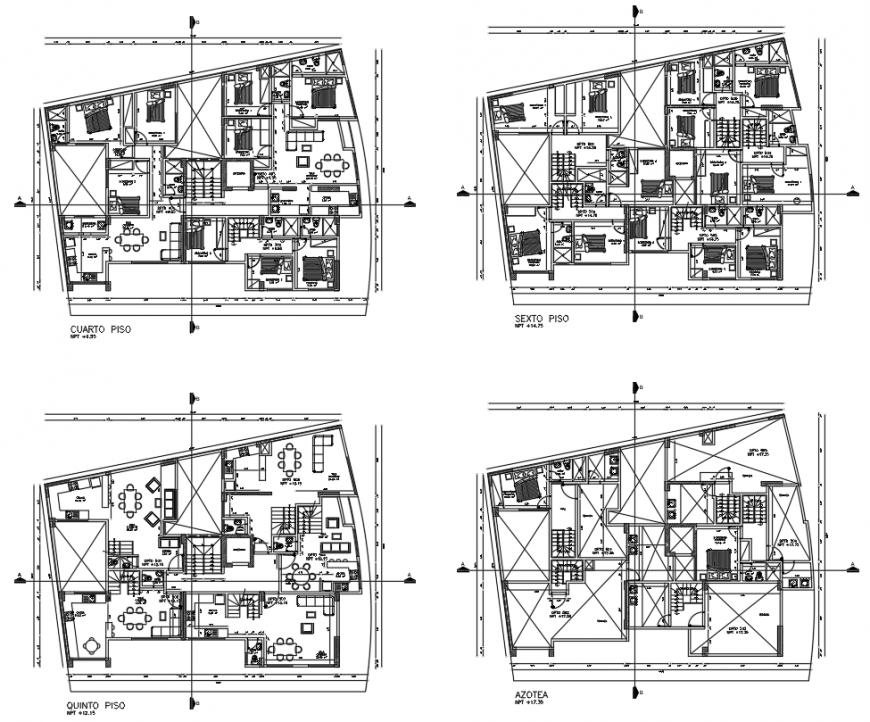 Group of penthouse working drawing in dwg AutoCAD file.