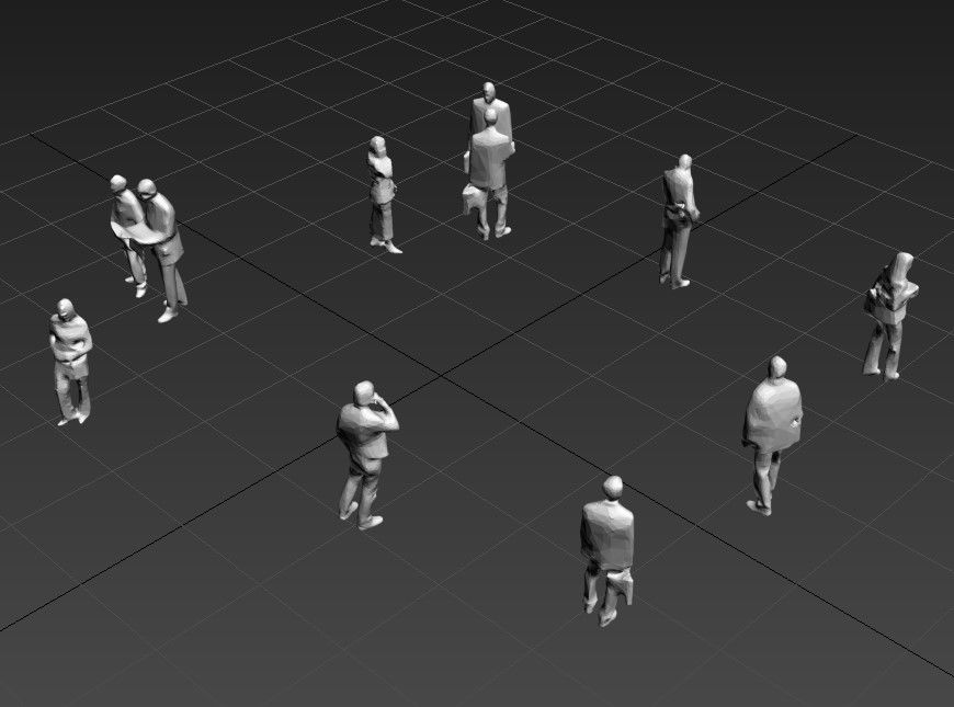 Group of People 3d model CAD blocks layout 3d max file
