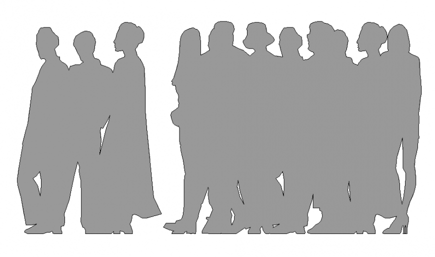 Group of standing people blocks cad drawing details dwg file