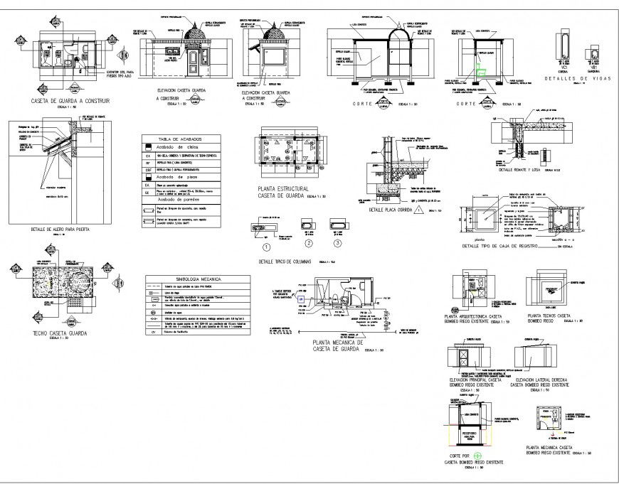 Guardhouse plan, elevation and section dwg file