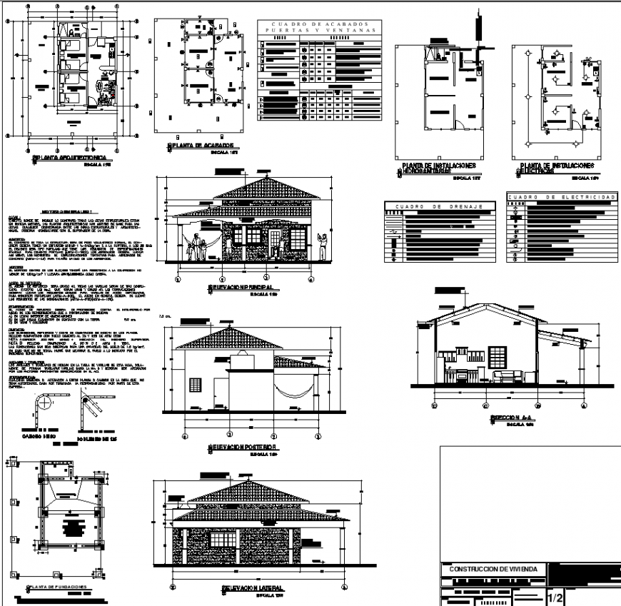 Guest house detail working drawing in dwg AutoCAD file.