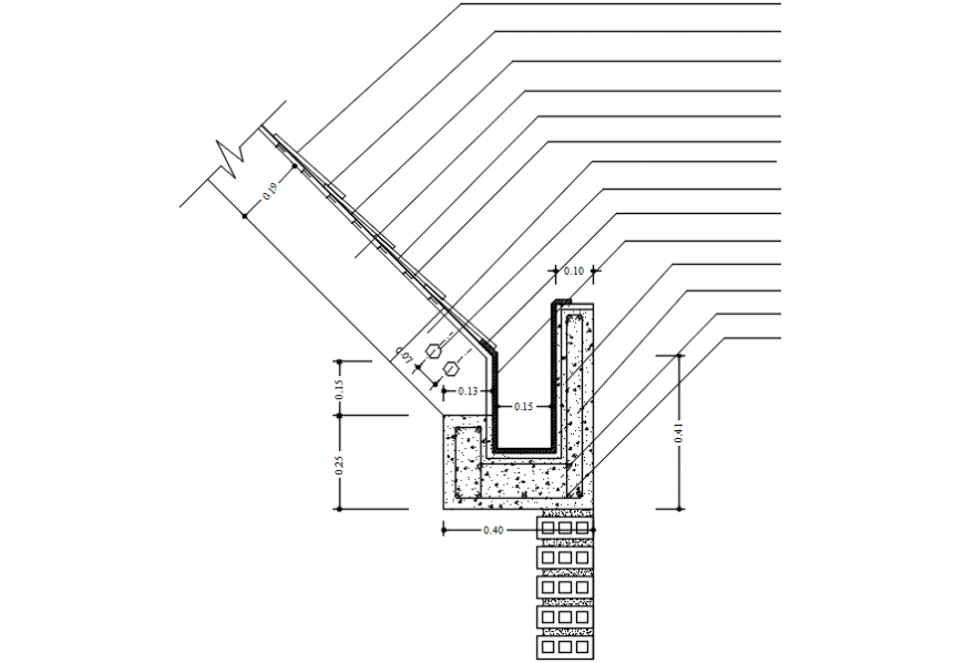 Gutter connection structure and construction details dwg file