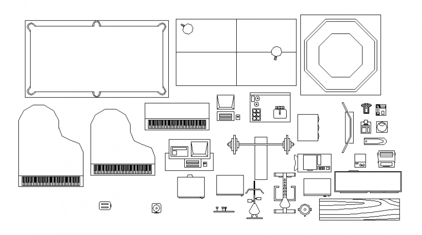 Gym blocks and table blocks dwg file