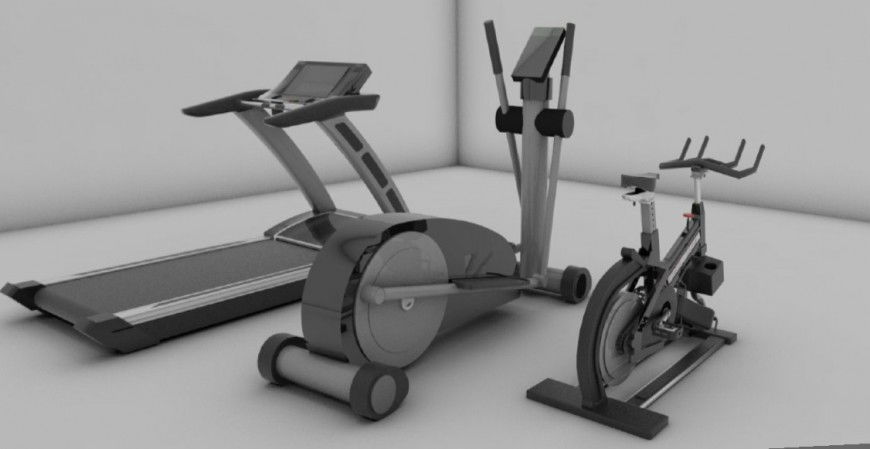 Gym equipment collection 3d model in skp Sketch Up file.