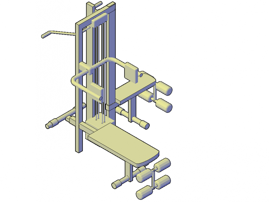 Gym equipment detail 3d model in dwg  AutoCAD file.