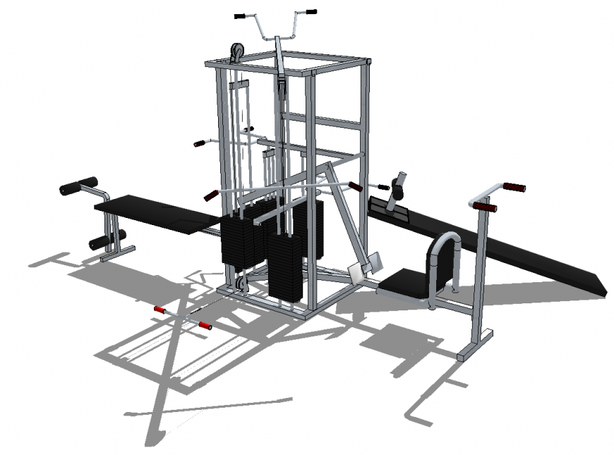 Gym equipment detail 3d model in skp sketch up file.