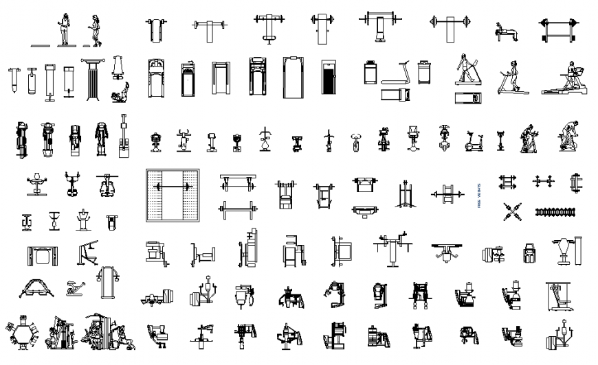Gym equipment detail elevation layout file