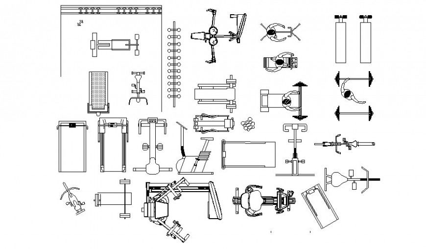 Gyming blocks details elevation 2d view autocad file