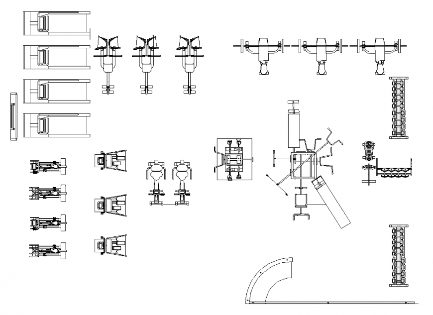 Gyming equipment detail layout autocad file