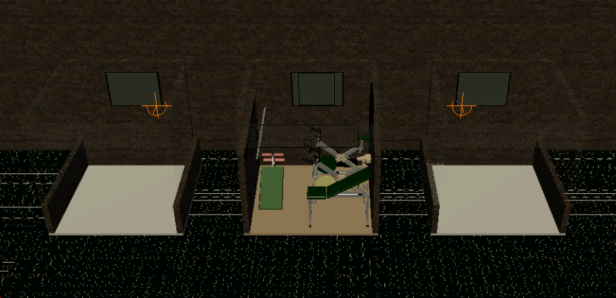 Gymnasium design3d view in auto cad file