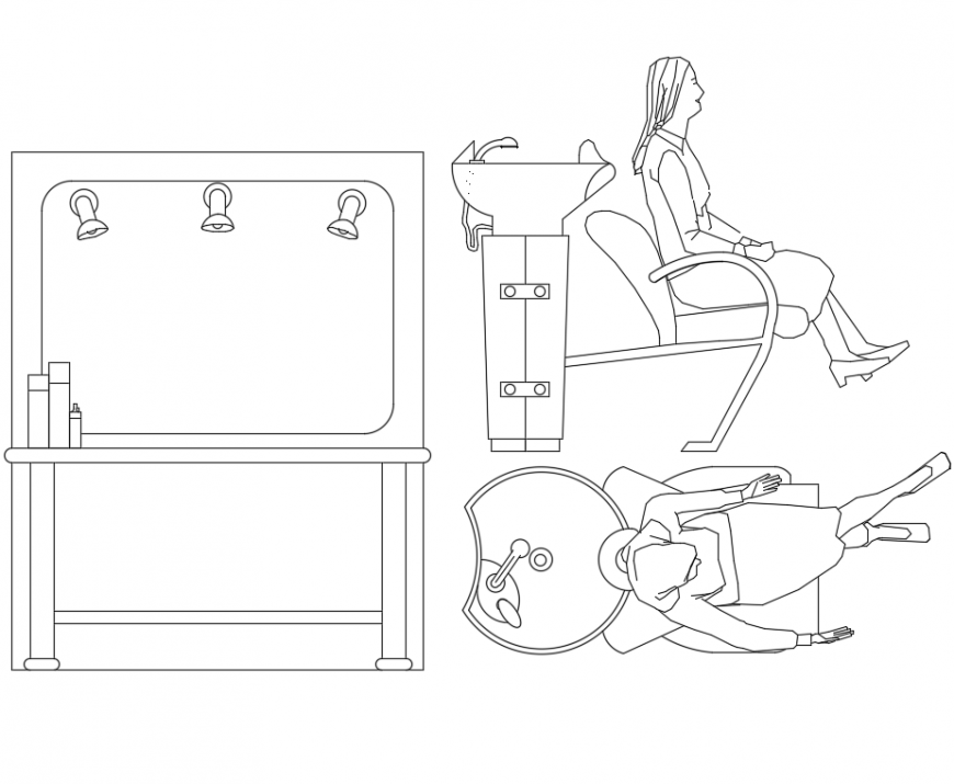 Hair Salon Furniture AutoCAD DWG File CAD Drawing Blocks Layout Design