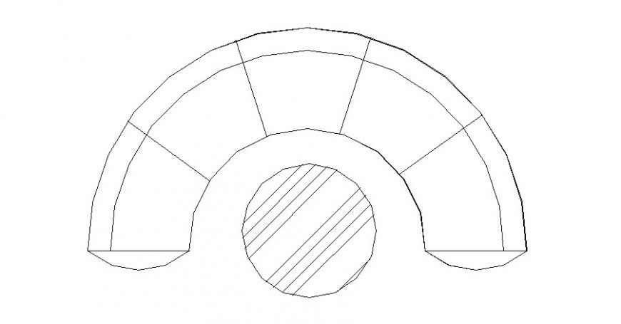 Half Circular Sofa Set Elevation Block with Table DWG file