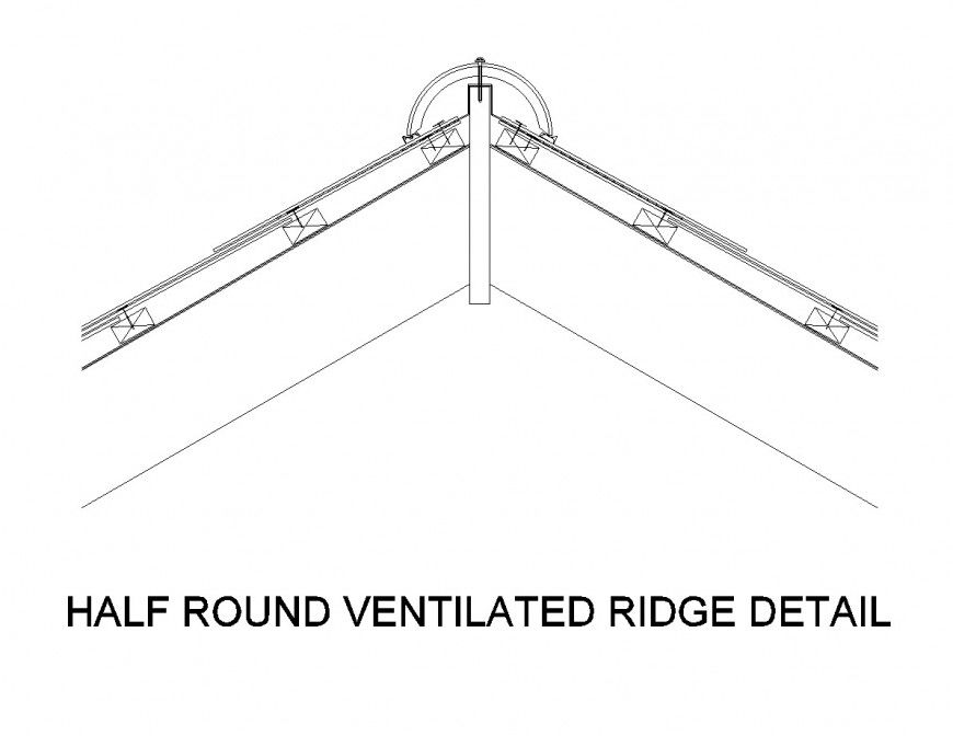 Half round ventilated ridge detail dwg file