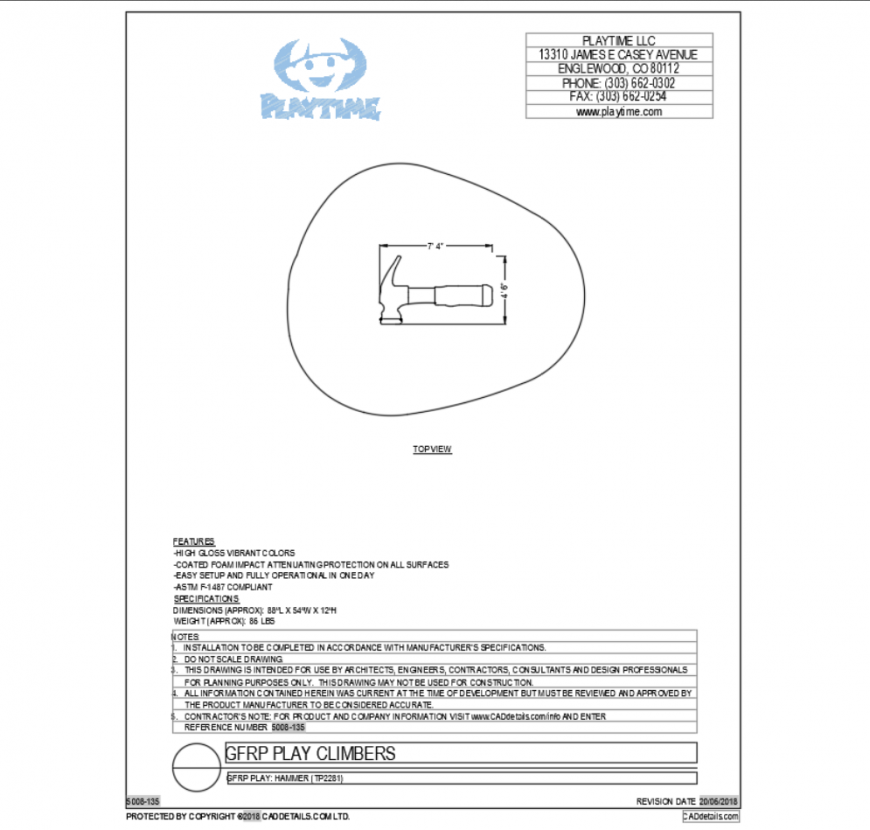 Hammer Top View CAD Block DWG File Download for Design Projects