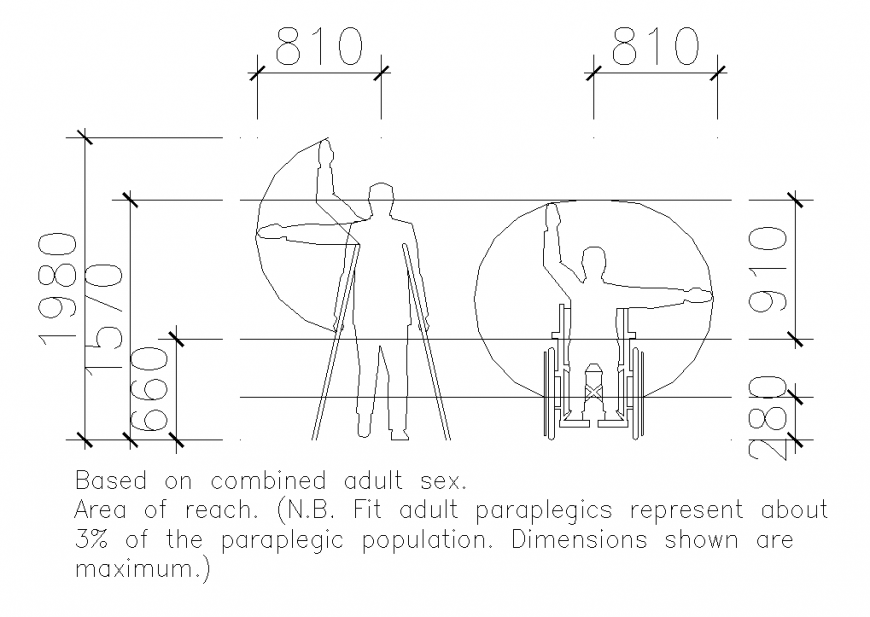 Handicap people symbol clear way detail layout file