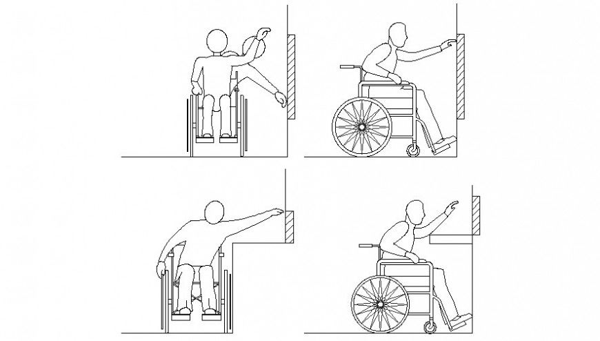 Handicapped person signs and symbol 2d view autocad file