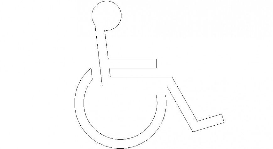 Handicapped symbol sign details 2d view autocad file