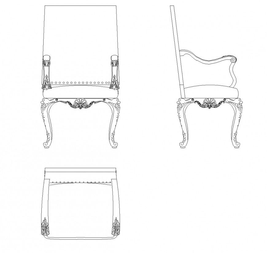 Handle decorate chair plan detail dwg file