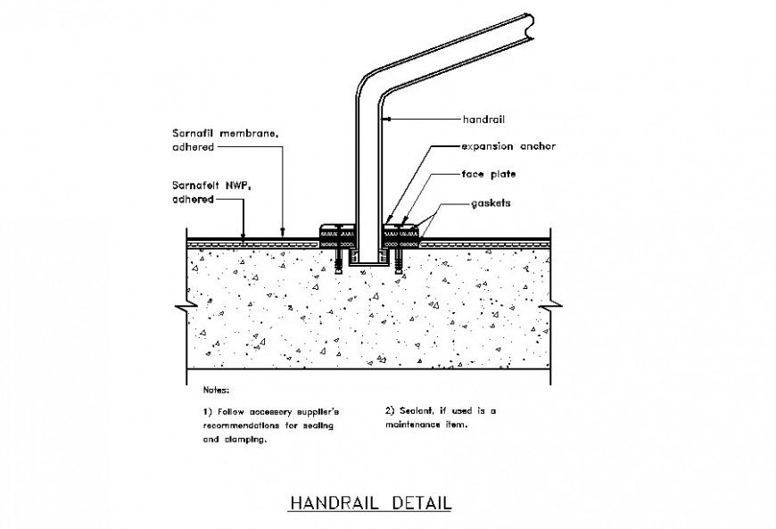 Handrail detail 2d view CAD structural block layout Autocad file