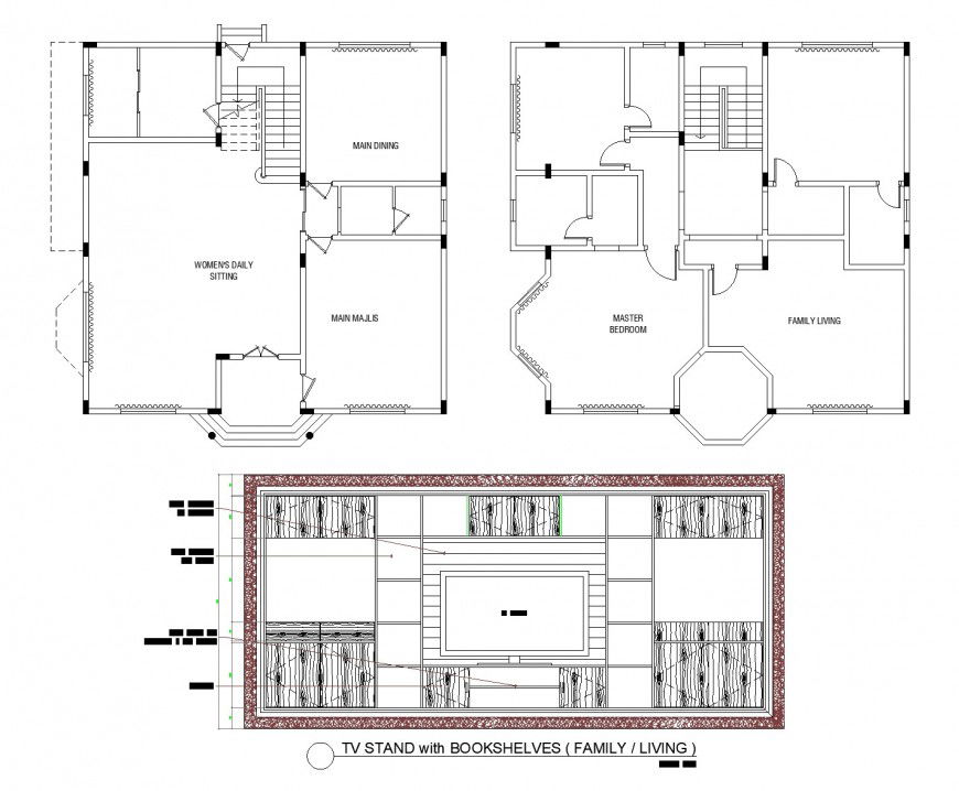 Hanger living room elevation plan detail dwg file