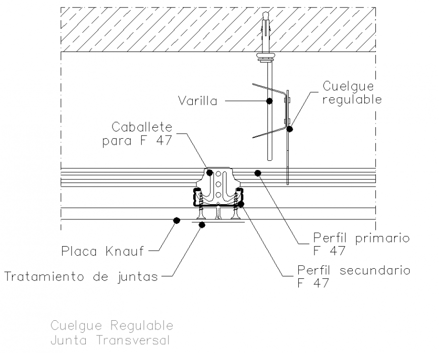 Hanging adjustable transverse joint section detail dwg file