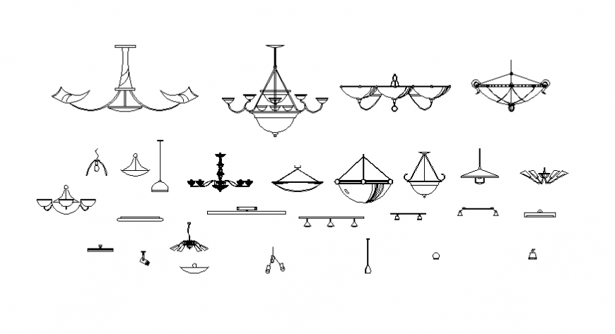 Hanging ceiling lights interior blocks cad drawing details dwg file