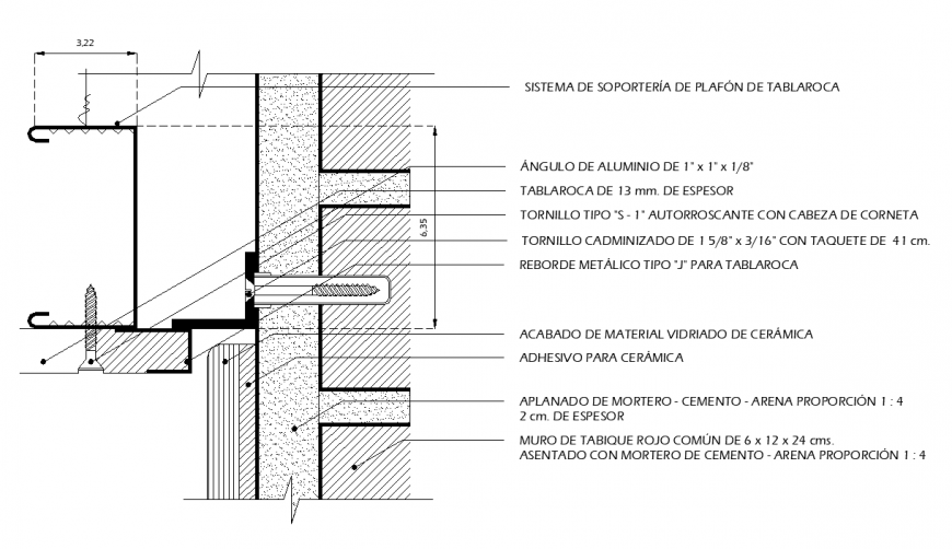 Hanging ceiling section 2d view detail autocad file