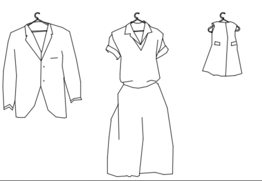 Hanging clothes front view