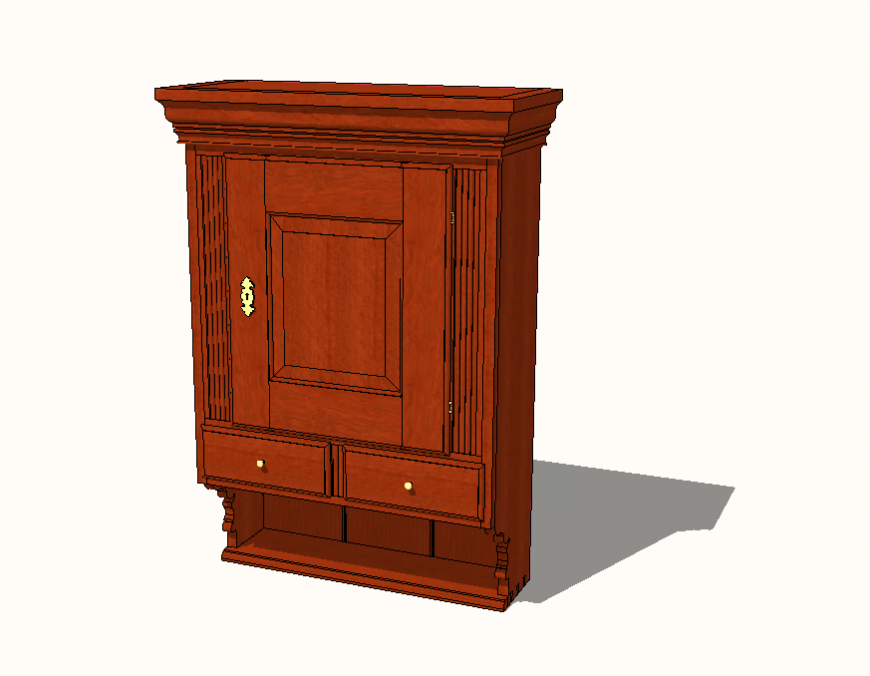 Hanging cupboard detail elevation 3d model sketch-up file