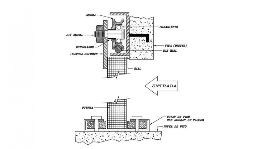 Hanging door installation cad file