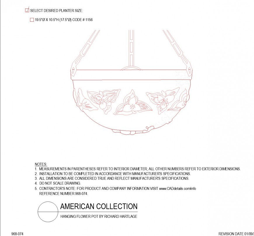 Hanging flower pot by Richard hartlage dwg file